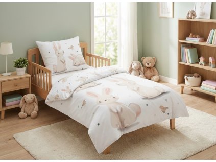Baumwoll-Bettwäsche für das Kinderbett BUNNIES weiß