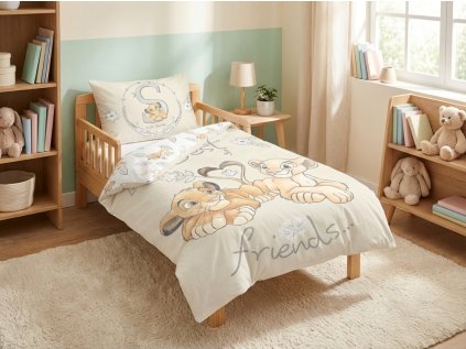 Baumwoll-Bettwäsche für Babybett LION KING BF cremefarben