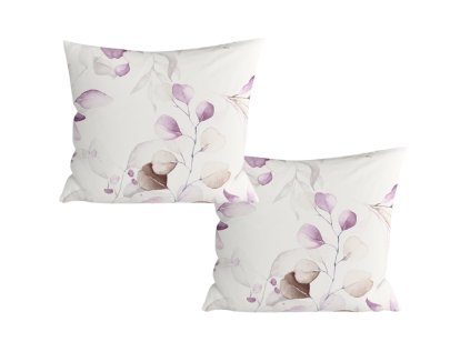 Sada 2 povlaků FLORANY z mikrovlákna – jemný květinový vzor ve fialovo-béžových tónech