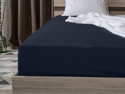 Jersey-Spannbettlaken mit Lycra navyblau 90 x 200 cm