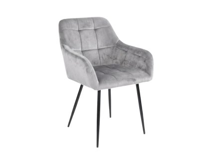 Grauer Esszimmerstuhl LOREN VELVET mit schwarzen Beinen