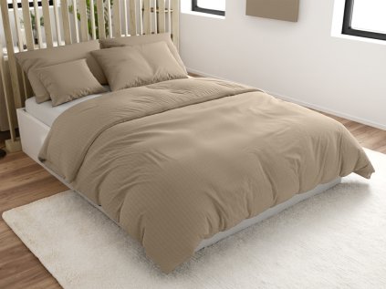 Krepové povlečení STANDO světle hnědé pro moderní ložnici