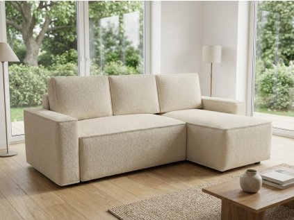 Ausziehbare beidseitige Ecksofa SMART BOUCLE 232x143 cm, cremefarben  Quelle 02
