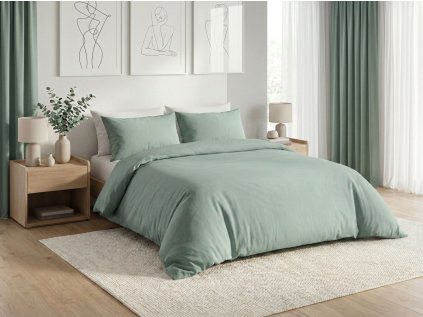Baumwoll-Bettwäsche CALMORA salbeigrün