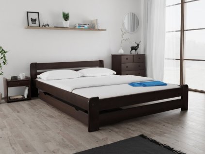 Postel Laura 160 x 200 cm, ořech (Lattenrost Ohne Lattenrost, Matratze Ohne Matratze)