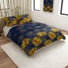 Povlečení SICELA z mikrovlákna s listy v modro-žlutém designu