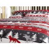 Elegantní povlečení mikroplyš SNOWY FOREST šedé s červenými pruhy
