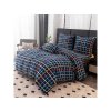 Povlečení mikroplyš GRID tmavě modré s moderním kostkovaným vzorem