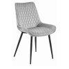 Šedá židle VERDO s černými nohami – minimalistický design s luxusním sametovým potahem.