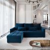 Dunkelblaues ausziehbares Ecksofa ZENOVA 220 x 140 cm, beidseitig