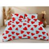 Bavlněné povlečení WARM HEART světle modré s červenými srdíčky