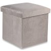 Béžový skládací taburet CUBEXO VELVET M s úložným prostorem