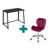 Set für das Arbeitszimmer – klappbarer Tisch ZARIMO 80×40 cm schwarz + Bürostuhl AVOLA VELVET weinrot