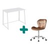 Set für das Arbeitszimmer – klappbarer Tisch ZARIMO 80×40 cm weiß + Bürostuhl AVOLA VELVET hellbraun