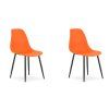 2er Stuhl-Set orange OSAKA mit schwarzen Beinen