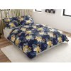 Povlečení z mikrovlákna FLOWERISH tmavě modré s květinovým vzorem