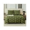 Flanelové povlečení WHITE BOW zelené – hřejivé mikrovlákno s bílým vzorem