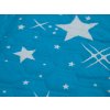 Stylový přehoz na postel NOČNÍ OBLOHA HEXAGON tyrkysový s hvězdným vzorem