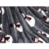 Hřejivá svítící vánoční deka SNOW BUDDY šedá s roztomilým motivem sněhuláků
