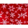 Červená vánoční mikroplyšová deka FROSTY FLAKES s vločkami