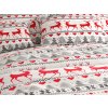 Bílé flanelové povlečení DEER DREAMS s červenými soby