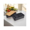 Praktický svačinový box DUO LUNCH s příborem černý/bambus do práce
