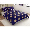 Povlečení z mikrovlákna GOLBINO tmavě modré s oranžovými srdci