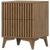 Noční stolek ENTSIAN 40 x 40 cm, dub artisan – moderní design s žebrováním a dvěma zásuvkami.