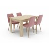 Jídelní stůl UMEKO 120x80 dub sonoma a růžové židle KARA – set 1+4