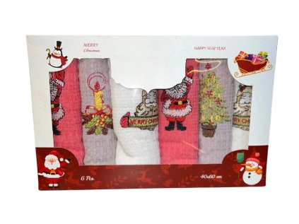 Weihnachtliche Geschirrtücher im Geschenkset 6-teilig