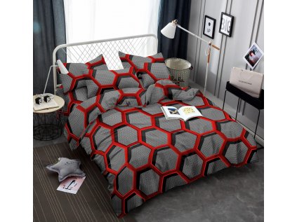 Stylové šedé povlečení ZORINO z mikrovlákna s geometrickým vzorem