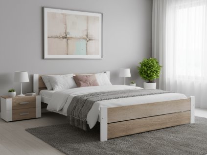 Bett IKAROS DOUBLE 120 x 200 cm, Weiß/Eiche-Sonoma