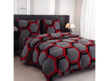 Moderní povlečení mikroplyš ZORINO šedé s geometrickým vzorem