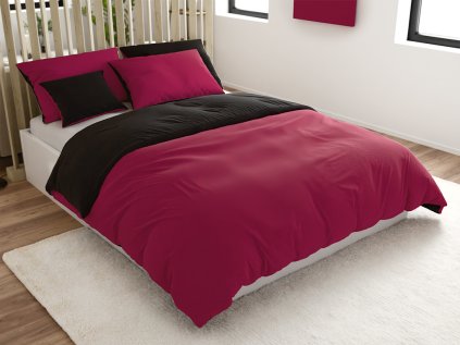 Bavlněné povlečení MONOCHROMATIC vínové – luxusní dvoubarevný design