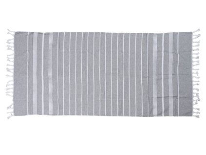 Plážová osuška FARAO šedá s pruhovaným designem