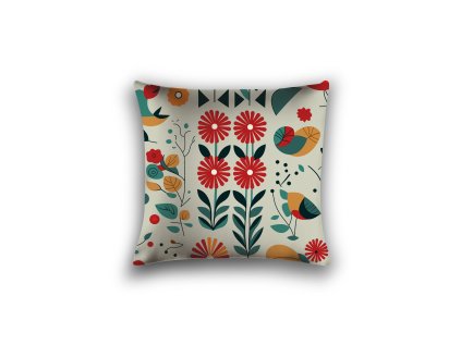 Atraktivní povlak na polštář RETRO PTÁČEK 40x50 cm, barevný s ptáčky