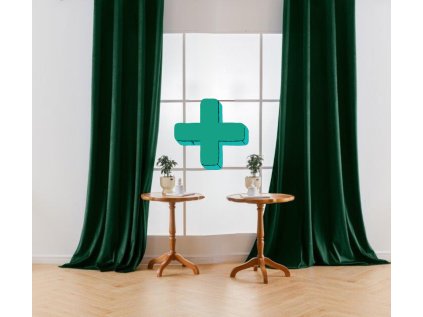 Zatemňovací závěsy VELVET tmavě zelené 140x250 cm (2 ks), kovové kroužky