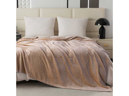 Mikroplüschdecke mit Muster BREEZE, beige