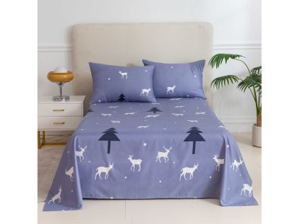 Prostěradlo a povlak na polštář JELEN A STROM s motivem lesních jelenů