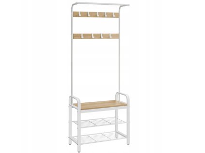 Kovová předsíňová stěna PURE 183 cm v krémové barvě s dekorem dub sonoma