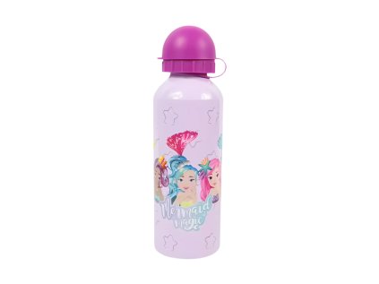 Dětská kovová láhev MERMAID MAGIC 500 ml fialová s motivem mořské víly