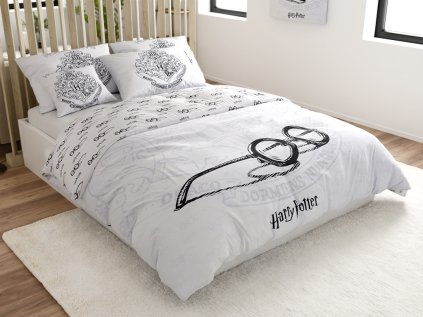 Stylové svítící povlečení HARRY POTTER VISION bílé pro fanoušky kouzel