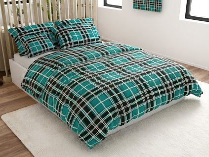 Zelené flanelové povlečení KOSTKA – teplé a elegantní