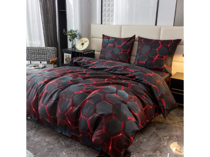 Luxusní povlečení z mikrovlákna GEOMA černé s geometrickým vzorem