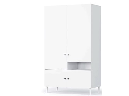 Šatní skříň DULLUM 120x205 cm, bílá, moderní úložný prostor