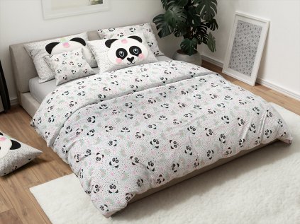 Roztomilé dětské povlečení PANDA UNICORN bílé z kvalitní bavlny