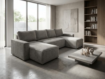 Wohnlandschaft in U-Form SMART COSARO 295x140 cm, hellgrau