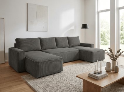 Wohnlandschaft in U-Form SMART COSARO 295x140 cm, dunkelgrau