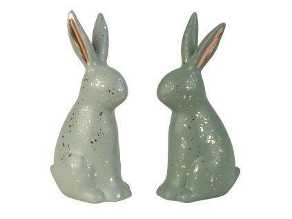Keramický zajíček GOLD FLECKS 24,5 cm zelený – více variant pro stylovou dekoraci