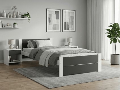 Bett IKAROS DOUBLE 90 x 200 cm, Anthrazit/Weiß